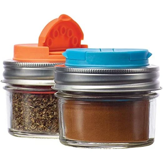 Couvercle à épices (2 un) orange-bleu pour pots Mason