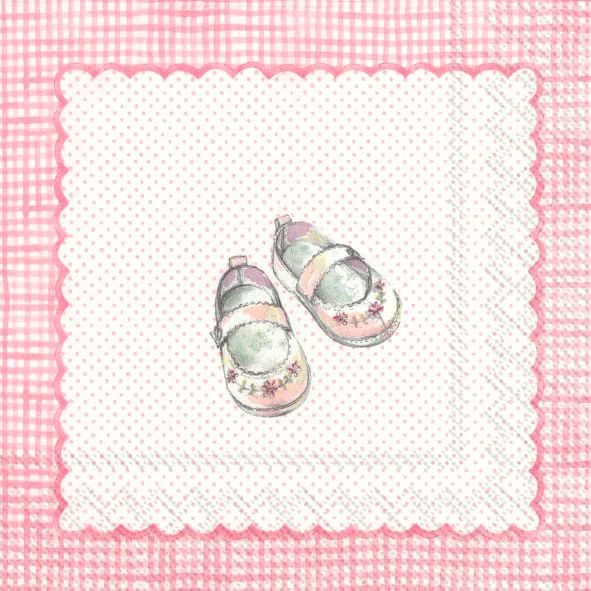 Serviette de table ''Naissance rose''