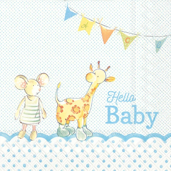 Serviette de table ''Hello Baby bleu''