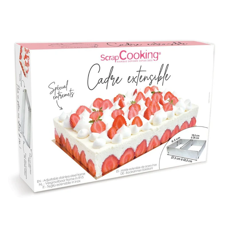 Cadre à pâtisserie extensible rectangle inox