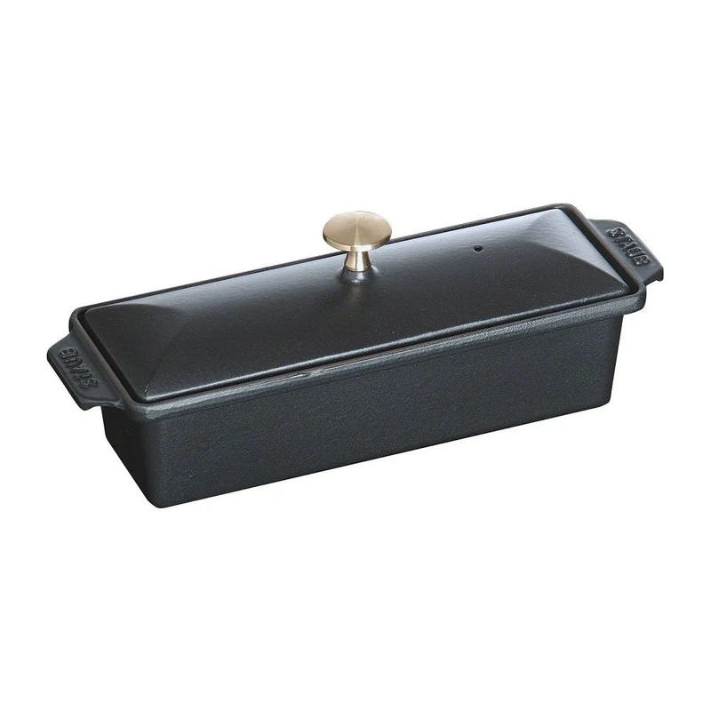 Terrine rectangulaire avec couvercle fonte et émail noir 11.75"x4,25" (30x11cm)