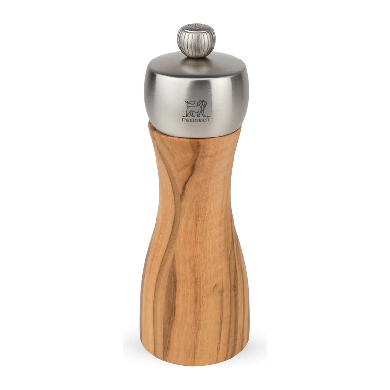 Moulin à sel manuel en bois d'olivier et inox 15cm - Fidji Peugeot