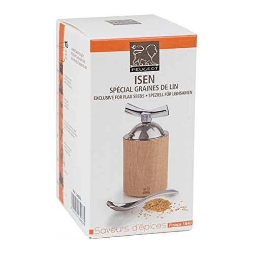 Moulin à graines de lin manuel en bois et inox couleur naturel 13 cm - Isen - Peugeot