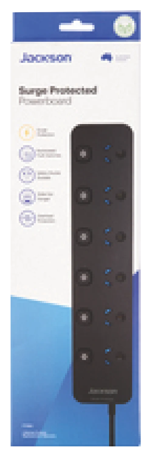 Jackson 6 Way Individually Switched Surge Protected Powerboard