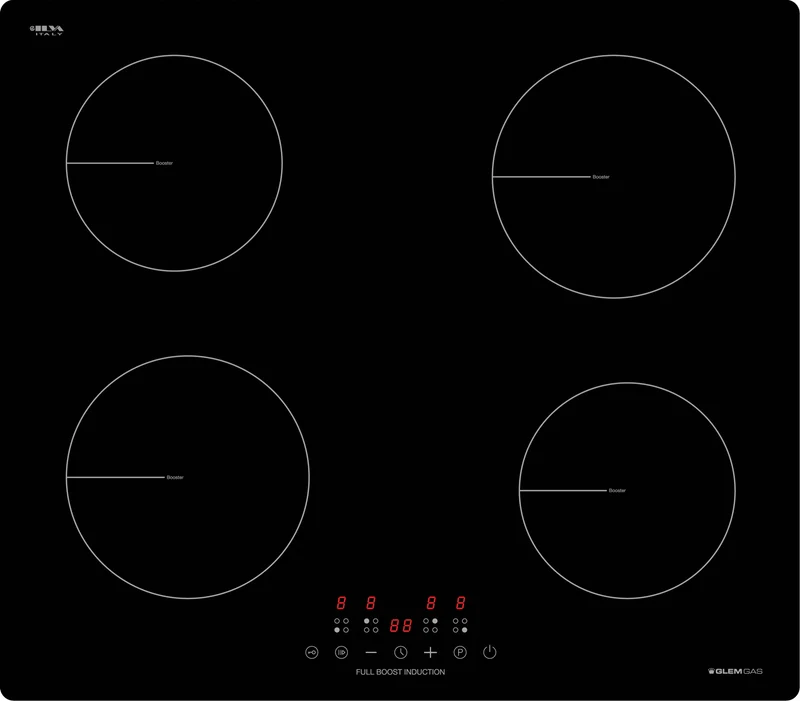 Glemgas 60cm 4 Zone Induction Cooktop, Black