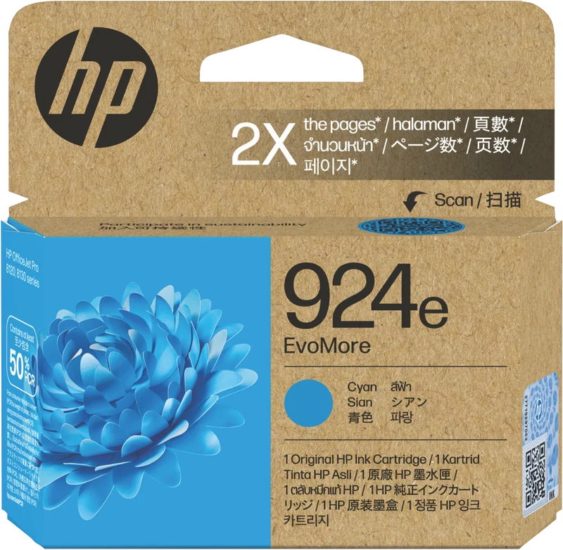 HP 924e EvoMore Cyan Original Ink Cartridge