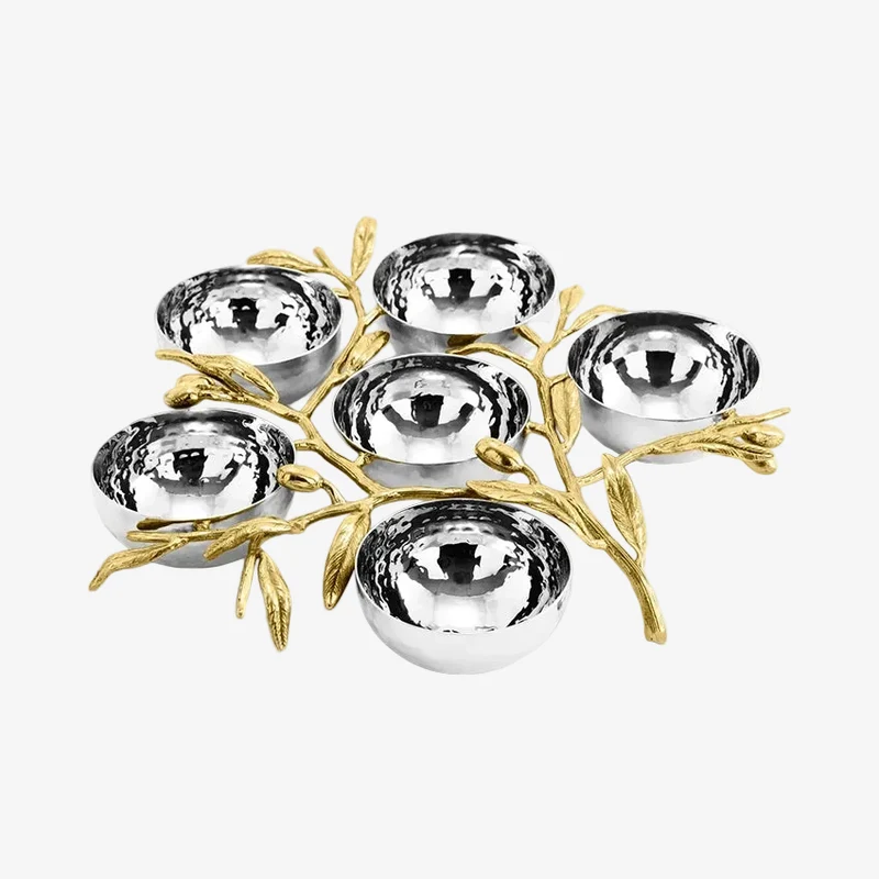 Michael Aram | Olive Branch Seder Plate (6 Bowls) 12x10.75x1.25 in