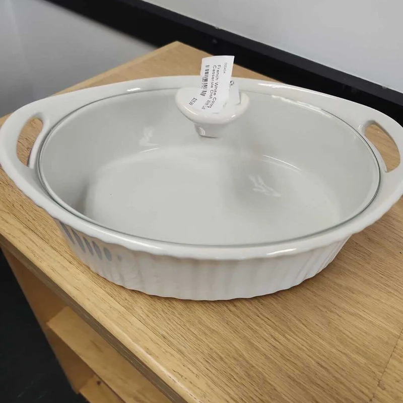 French White Corning Casserole Dish With Lid