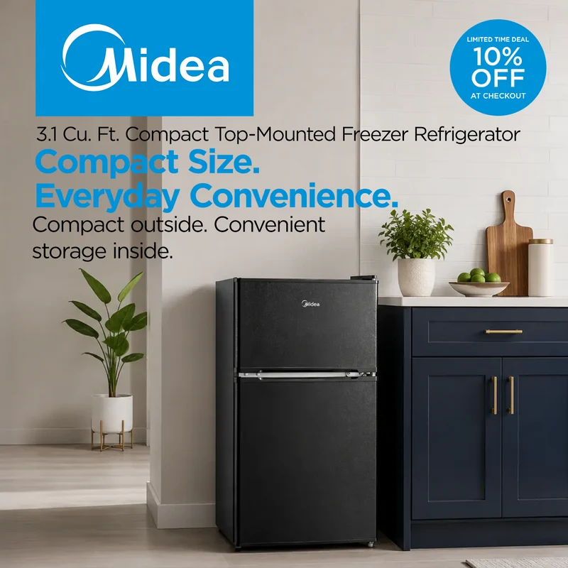 3.1 Cu. Ft. 19" Compact Top-Mounted Freezer Refrigerator