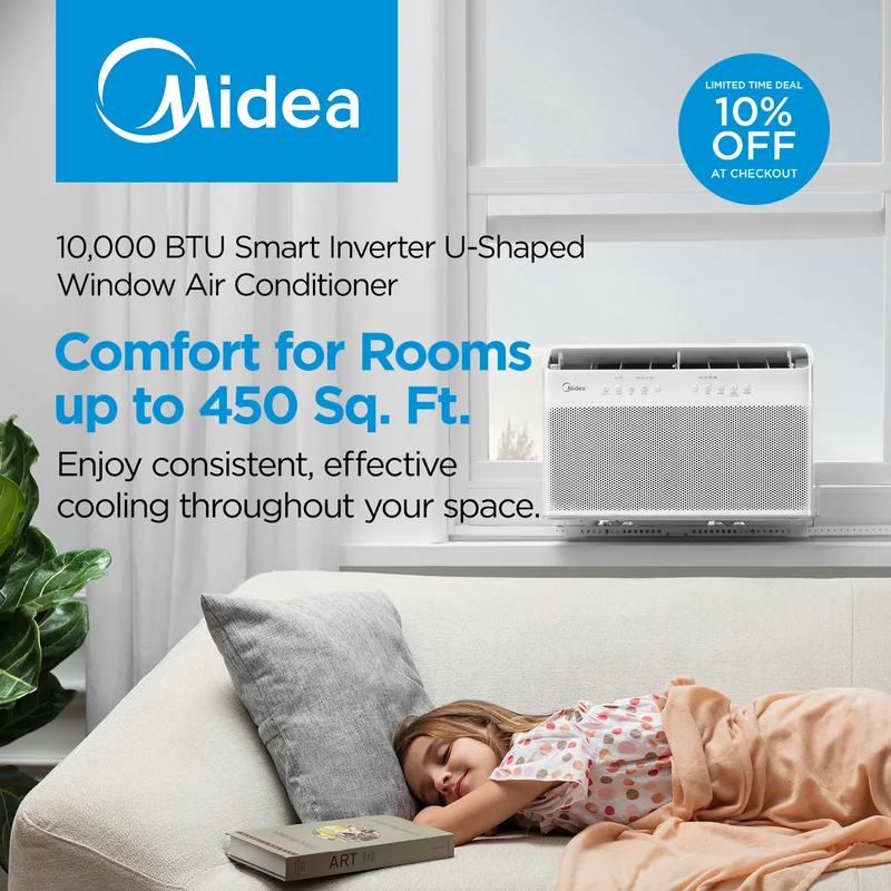 10,000 BTU Smart Inverter U-Shaped Window Air Conditioner
