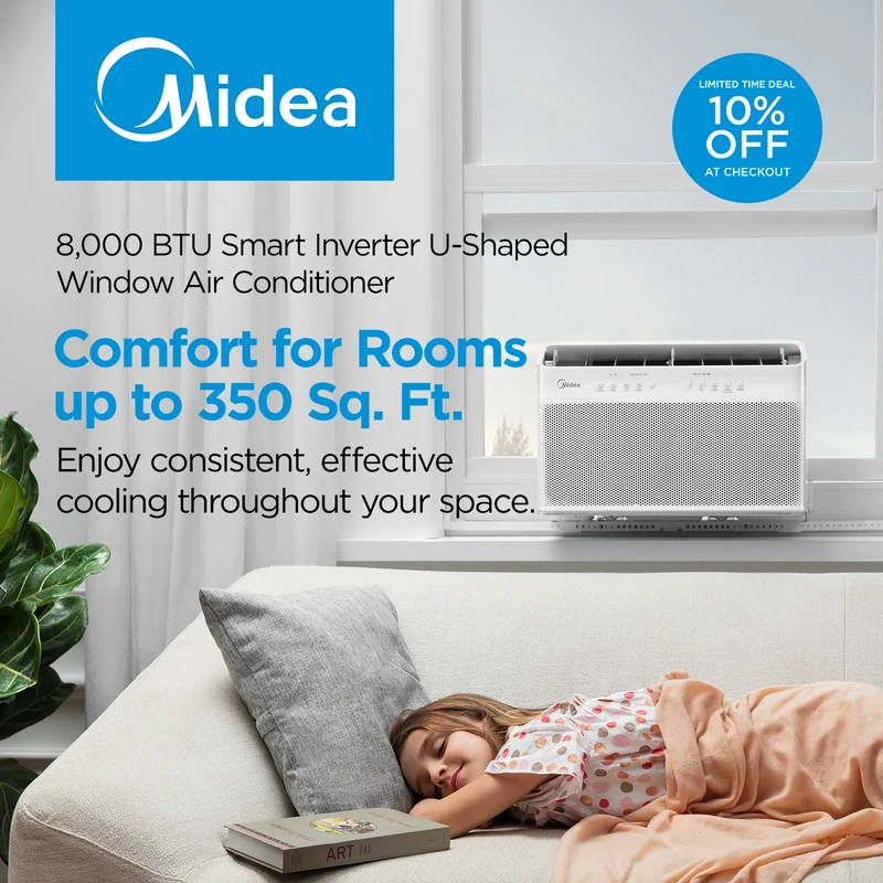 8,000 BTU Smart Inverter U-Shaped Window Air Conditioner