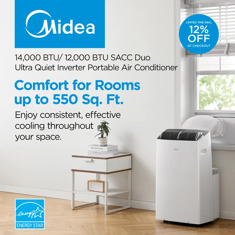 14,000 BTU / 12,000 BTU SACC DUO Smart Inverter Portable Air Conditioner