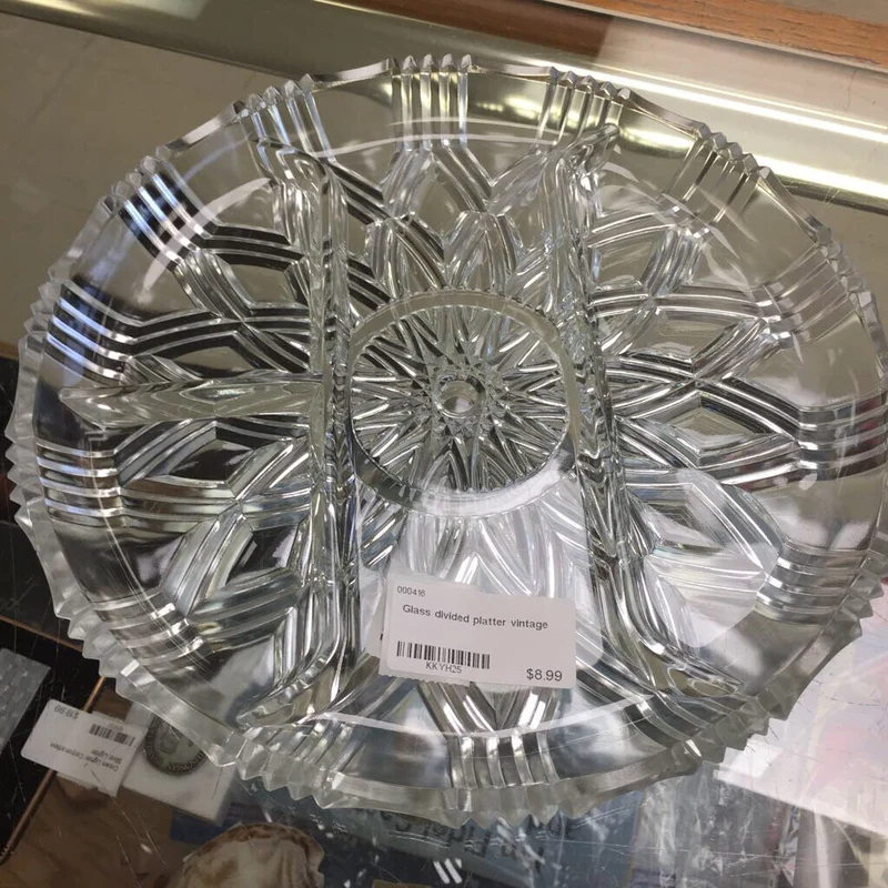 Glass divided platter vintage