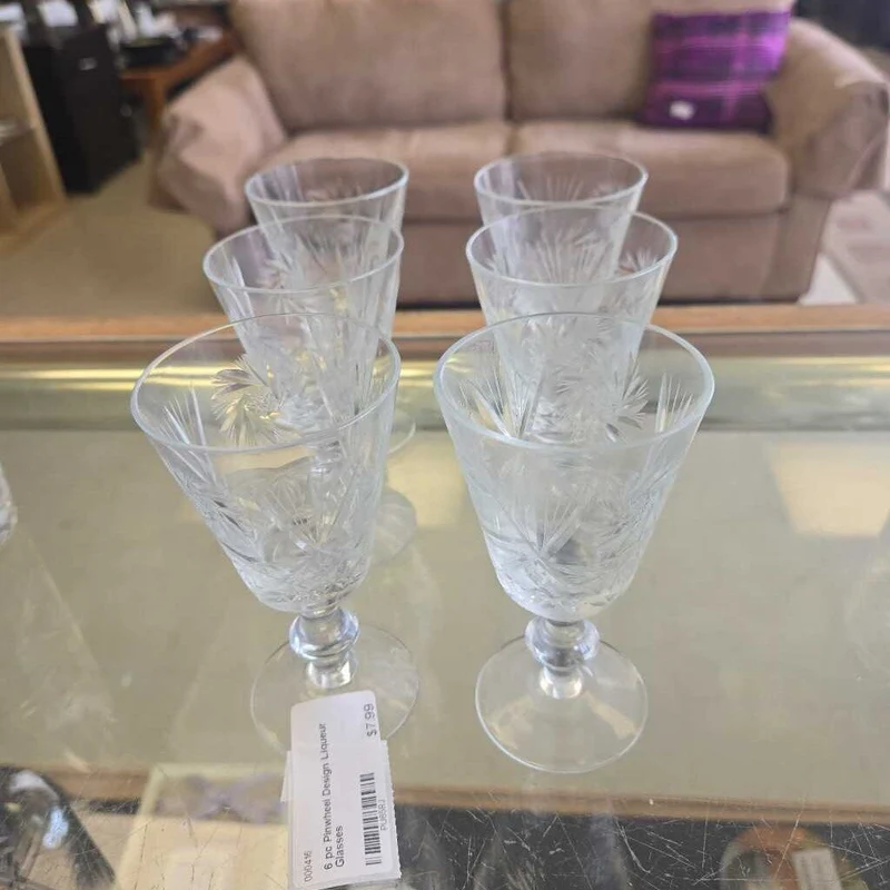 6 pc Pinwheel Design Liqueur Glasses