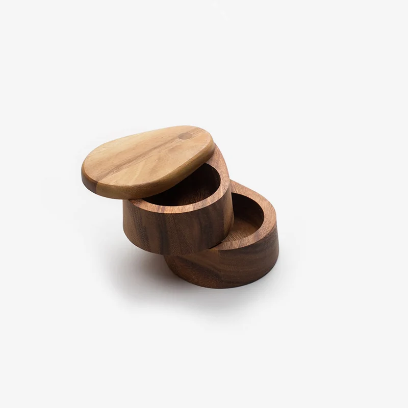 Ironwood | Double Layer Swivel Salt Box - Acacia Wood