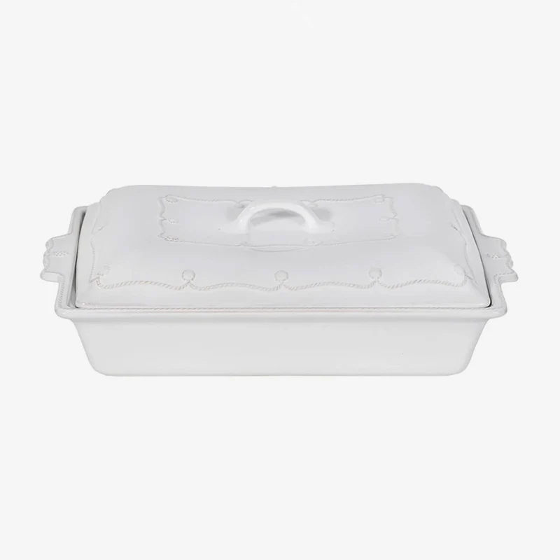 Juliska | Berry & Thread Rectangular Baker With Lid - Whitewash