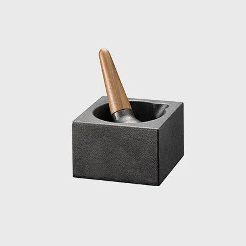 Skeppshult | Cubic Pestle & Mortar - Cast Iron & Walnut