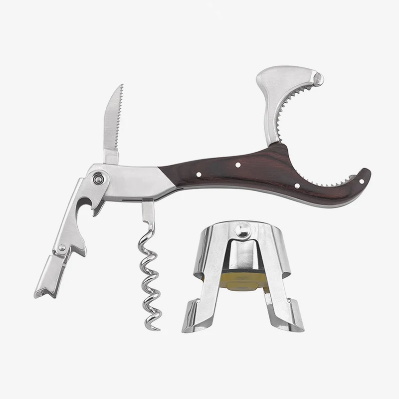 Legnoart | Bollicine Wine Lover's 4-in-1 Corkscrew & Stopper Set